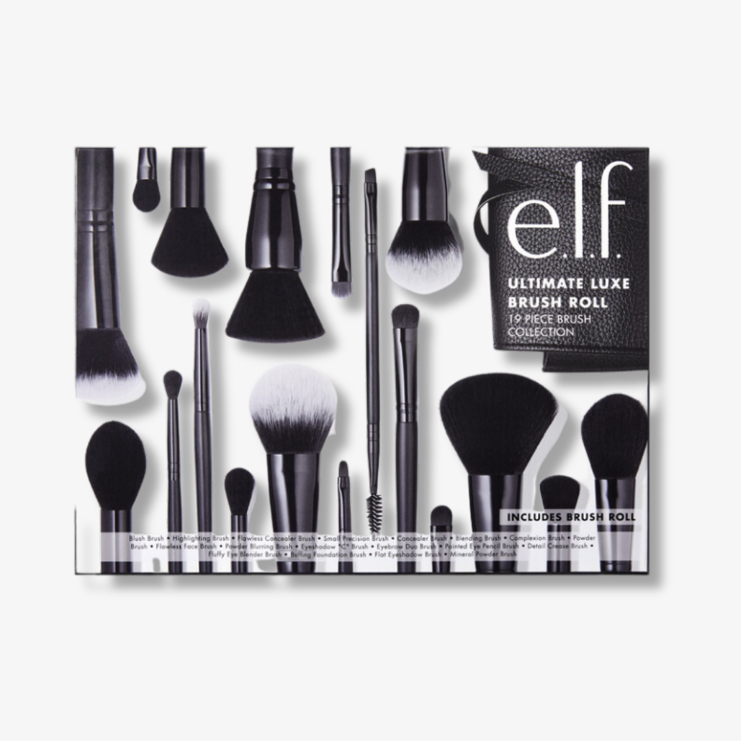 19 Piece Makeup Brush Set & Roll