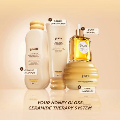 Gison hair care product set on a beige background